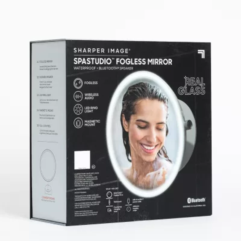 Sharper Image SpaStudio Waterproof Fogless Shower Mirror Bluetooth Speaker