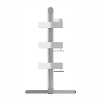 Sharper Image SpaStudio Nook Modular Corner Shower Caddy Adjustable 3 Tier Design with Customizable Fit and Storage