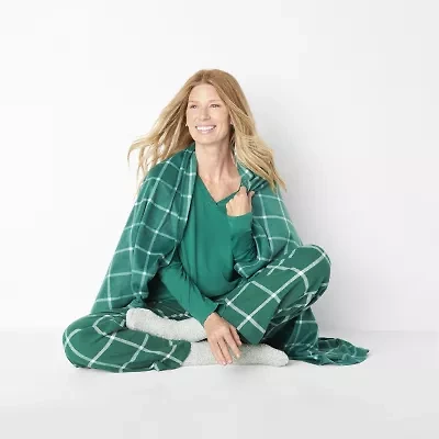 Liz Claiborne Womens V-Neck Long Sleeve 4-pc. Tall Pajama Sets