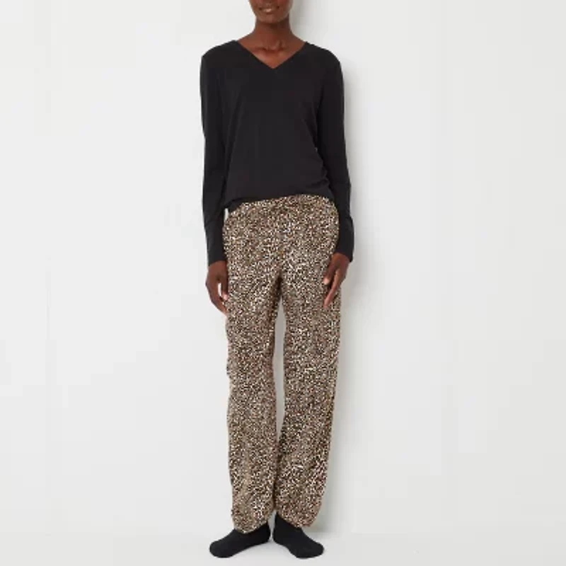 Liz Claiborne Womens V-Neck Long Sleeve 4-pc. Petite Pajama Sets