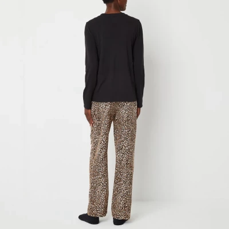 Liz Claiborne Womens V-Neck Long Sleeve 4-pc. Petite Pajama Sets
