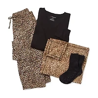 Liz Claiborne Womens V-Neck Long Sleeve 4-pc. Petite Pajama Sets