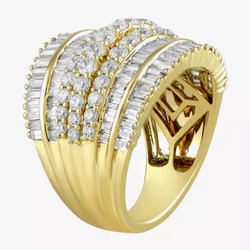 (F / Si1) Womens 3 CT. T.W. Lab Grown White Diamond 10K Gold Band