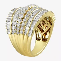 (F / Si1) Womens 3 CT. T.W. Lab Grown White Diamond 10K Gold Band