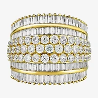 (F / Si1) Womens 3 CT. T.W. Lab Grown White Diamond 10K Gold Band
