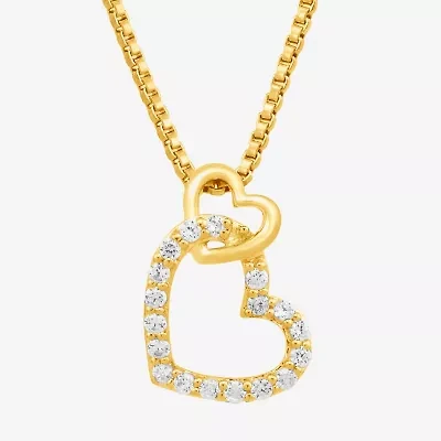 Womens Diamond Accent Natural White Diamond 10K Gold Heart 18 Inch Pendant Necklace