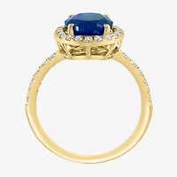 Effy Final Call  Womens 3/8 CT. T.W. Gemstone 14K Gold Oval Halo Side Stone Cocktail Ring