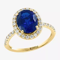 Effy Final Call  Womens 3/8 CT. T.W. Gemstone 14K Gold Oval Halo Side Stone Cocktail Ring