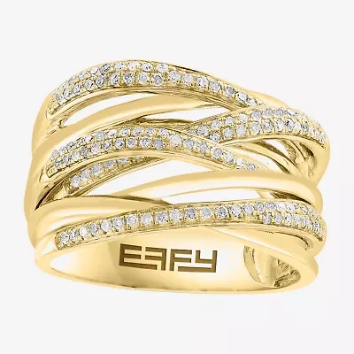 Womens Natural White Diamond 14K Gold Over Silver Sterling Band