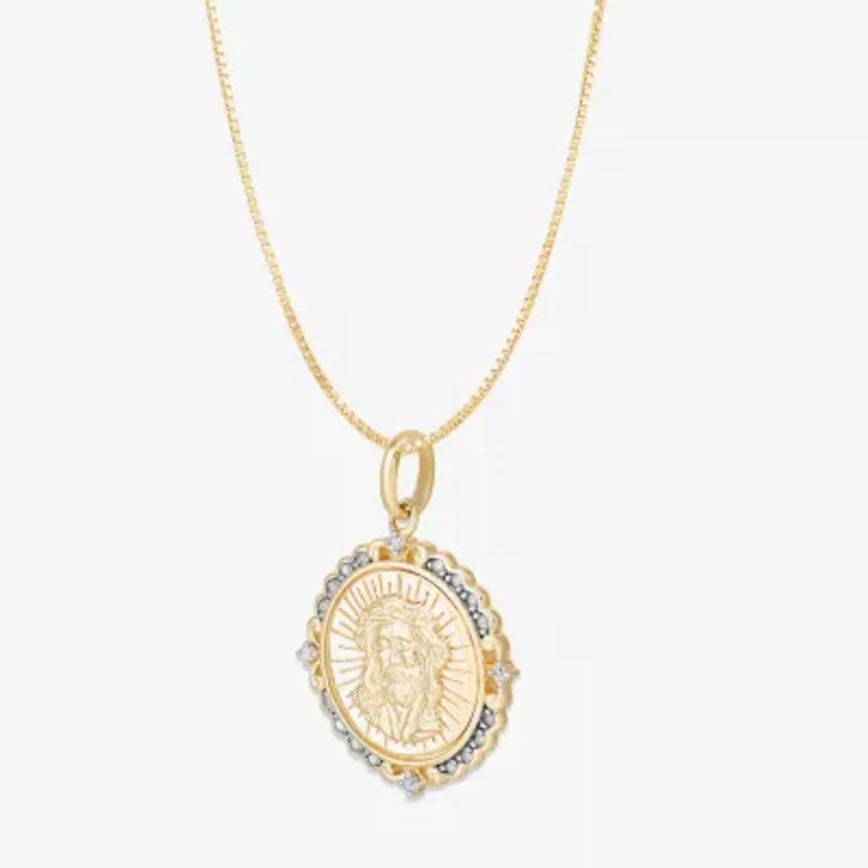Jesus (H-I / Si1-Si2) Unisex Adult 1/10 CT. T.W. Lab Grown White Diamond 14K Gold 18 Inch Pendant Necklace