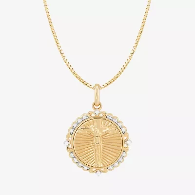 Jesus (H-I / Si1-Si2) Unisex Adult 1/10 CT. T.W. Lab Grown White Diamond 14K Gold 18 Inch Pendant Necklace