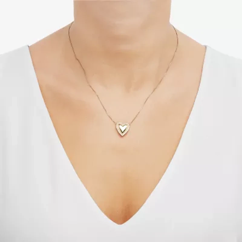 (H-I / Si1) Womens 1/4 CT. T.W. Lab Grown White Diamond 14K Gold Over Silver Sterling Silver Heart 18 Inch Pendant Necklace