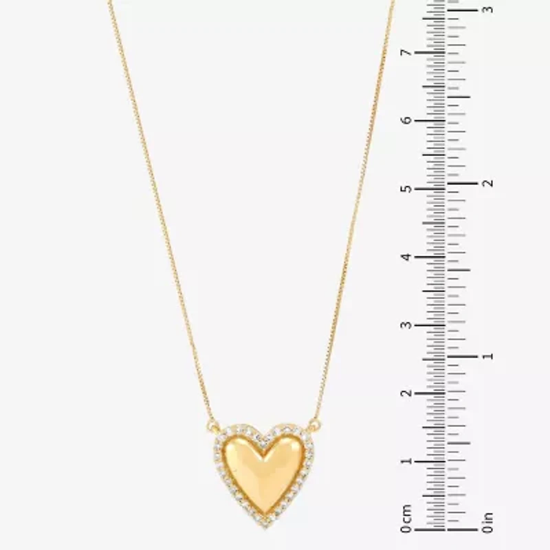 (H-I / Si1) Womens 1/4 CT. T.W. Lab Grown White Diamond 14K Gold Over Silver Sterling Silver Heart 18 Inch Pendant Necklace