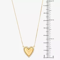 (H-I / Si1) Womens 1/4 CT. T.W. Lab Grown White Diamond 14K Gold Over Silver Sterling Silver Heart 18 Inch Pendant Necklace