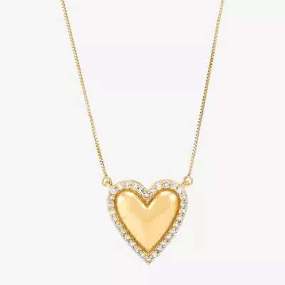 (H-I / Si1) Womens 1/4 CT. T.W. Lab Grown White Diamond 14K Gold Over Silver Sterling Silver Heart 18 Inch Pendant Necklace