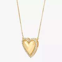 (H-I / Si1) Womens 1/4 CT. T.W. Lab Grown White Diamond 14K Gold Over Silver Sterling Silver Heart 18 Inch Pendant Necklace