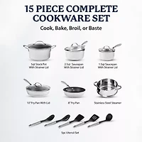 Granitestone Charleston Collection Hammered 15-pc. Non-Stick Cookware Set