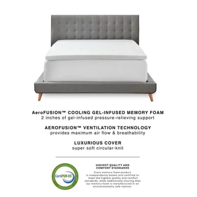 Bodipedic Home 2-Inch Gel-Infused Memory Foam Mattress Topper With Circular-Knit Cover