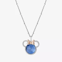 Disney Jewels Collection Womens 1/8 CT. T.W. Lab Created Diamond with Gemstone 14K Two Tone Gold Over Silver Minnie Mouse Pendant Necklace