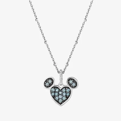 Disney Jewels Collection Womens Diamond Accent Genstone Sterling Silver Mickey Mouse Pendant Necklace