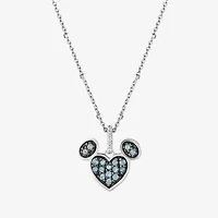 Disney Jewels Collection Womens Diamond Accent Genstone Sterling Silver Mickey Mouse Pendant Necklace