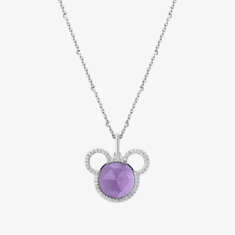 Disney Jewels Collection Womens 1/8 CT. T.W. Gemstone Sterling Silver Mickey Mouse Pendant Necklace