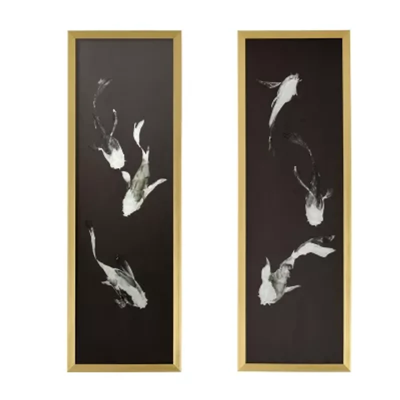 Stylecraft Koi Fish Gold Frame Printed 2-pc. Framed Wall Art Set