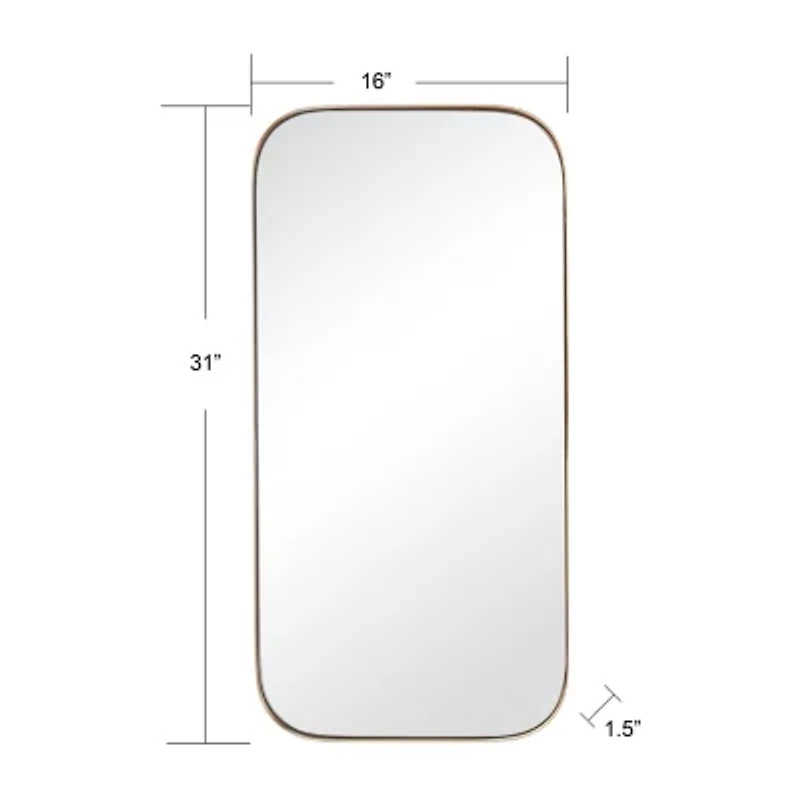 Stylecraft Curved Edge Gold Wall Mount Rectangular Wall Mirror
