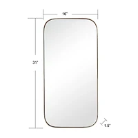 Stylecraft Curved Edge Gold Wall Mount Rectangular Wall Mirror