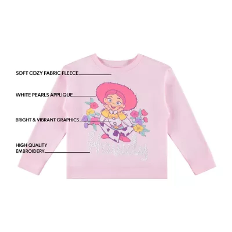 Disney Collection Little & Big Kid Girls Crew Neck Fleece Long Sleeve Jessie Sweatshirt