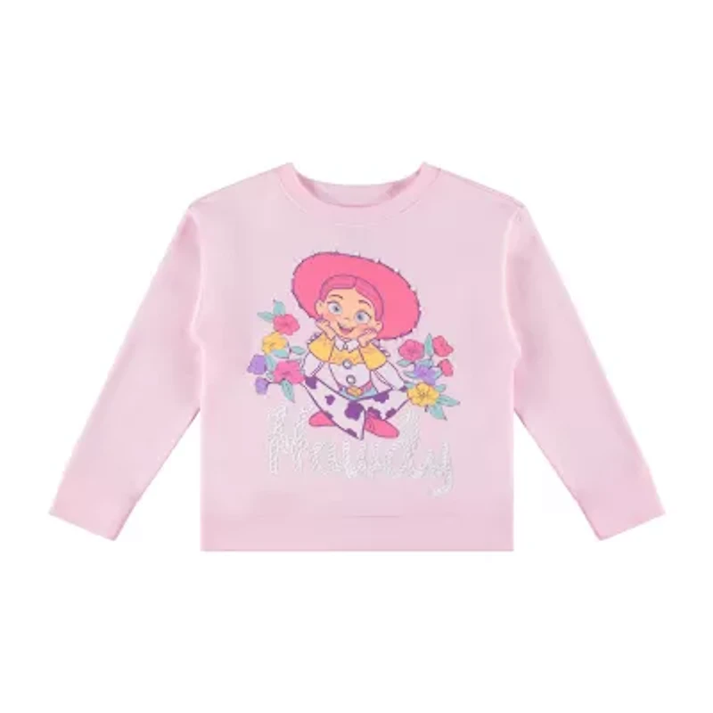 Disney Collection Little & Big Kid Girls Crew Neck Fleece Long Sleeve Jessie Sweatshirt