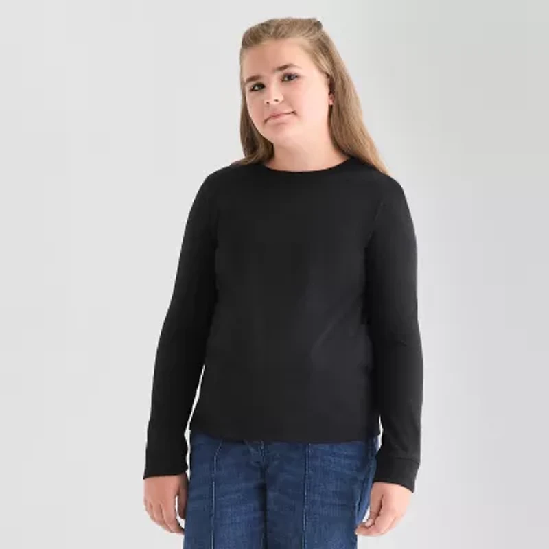 Thereabouts Little & Big Kid Girls Crew Neck Long Sleeve T-Shirt