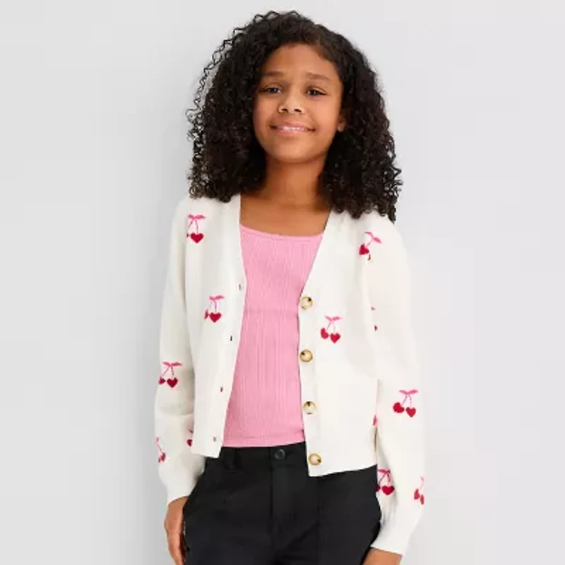 Thereabouts Little & Big Kid Girls Long Sleeve Button Cardigan