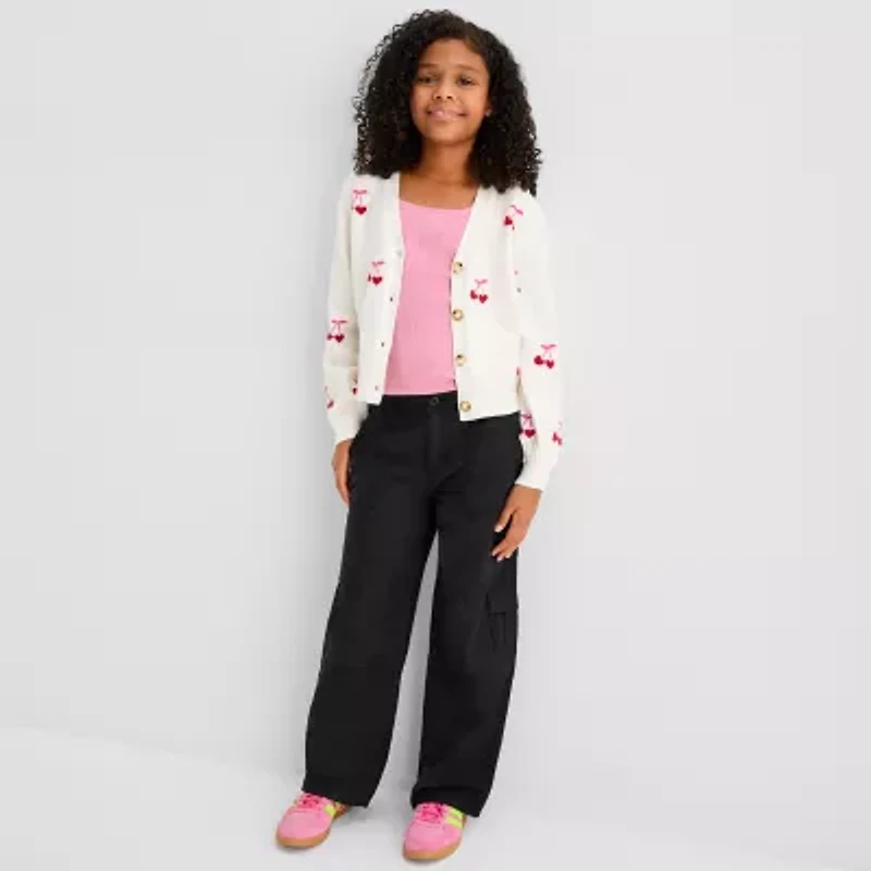 Thereabouts Little & Big Kid Girls Long Sleeve Button Cardigan