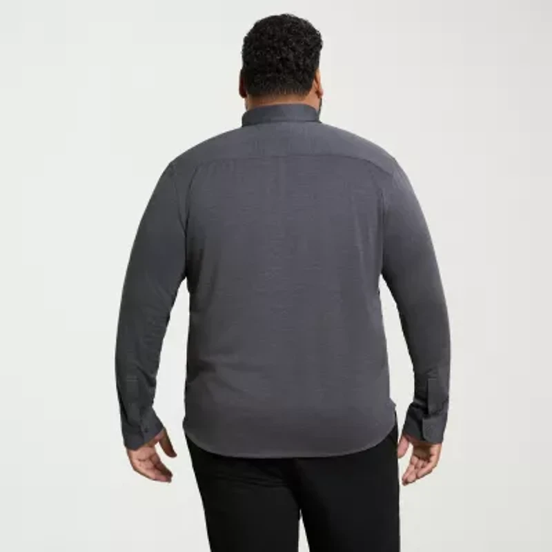 Van Heusen Performance Knit Mens Long Sleeve Regular Fit Stretch Fabric Big and Tall Button-Down Shirt