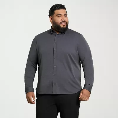 Van Heusen Performance Knit Mens Long Sleeve Regular Fit Stretch Fabric Big and Tall Button-Down Shirt