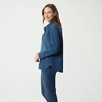 Gloria Vanderbilt Womens Long Sleeve Regular Fit Button-Down Shirt