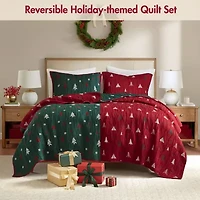 Woolrich Madison Park Holly Christmas Printed Quilt Set 3-pc. Easy Care