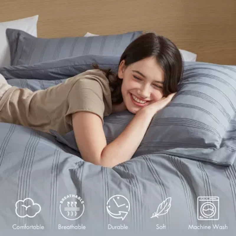 510 Design Logan Woven Striped Duvet Set Cover
