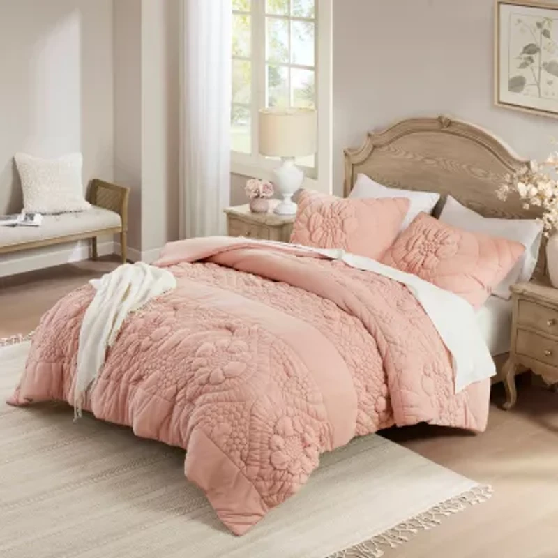 Madison Park Amelie Puffy Floral Easy Care Comforter Set