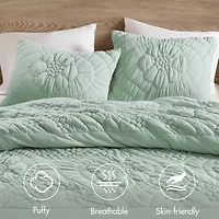 Madison Park Essentials Amelie Puffy Floral Easy Care Comforter Set