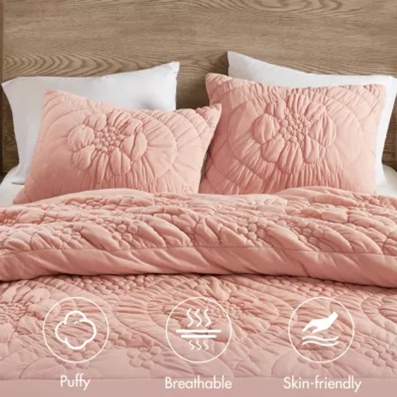 Madison Park Amelie Puffy Floral Easy Care Comforter Set
