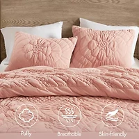 Madison Park Amelie Puffy Floral Easy Care Comforter Set