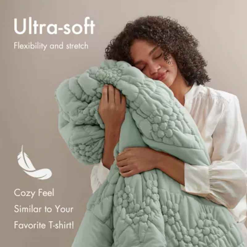 Madison Park Essentials Amelie Puffy Floral Easy Care Comforter Set