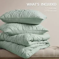 Madison Park Essentials Amelie Puffy Floral Easy Care Comforter Set