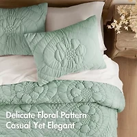 Madison Park Essentials Amelie Puffy Floral Easy Care Comforter Set