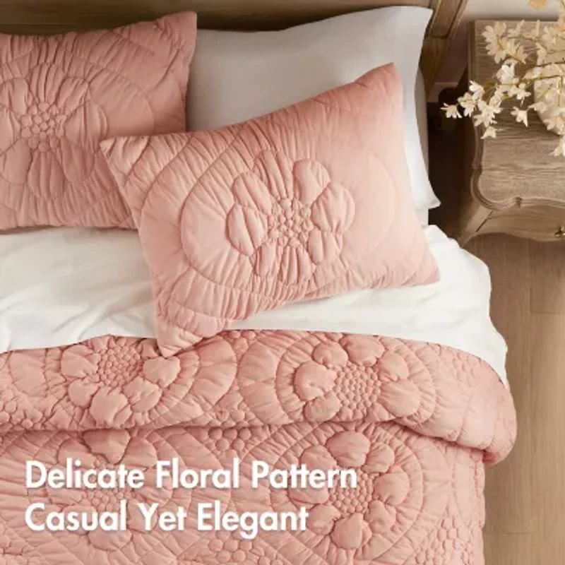 Madison Park Amelie Puffy Floral Easy Care Comforter Set