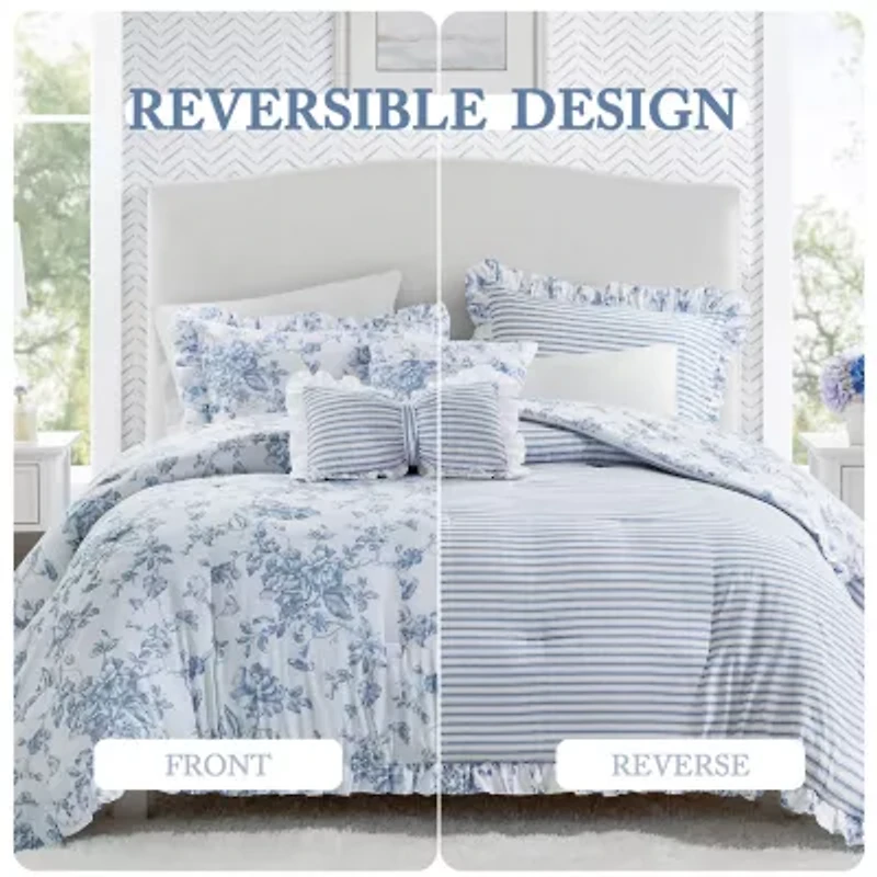 Madison Park Essentials Colette Comforter Set With Decorative Pillows Reversible Easy Care