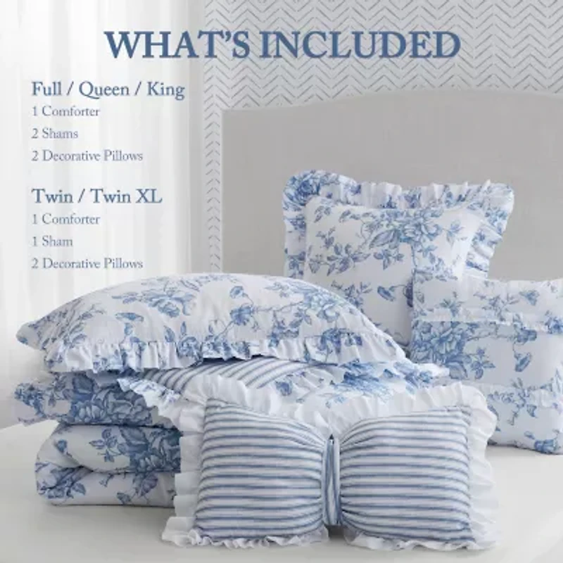 Madison Park Essentials Colette Comforter Set With Decorative Pillows Reversible Easy Care