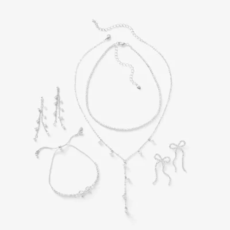 Bijoux Bar Silver Tone Womens Glass Bow Drop Earrings